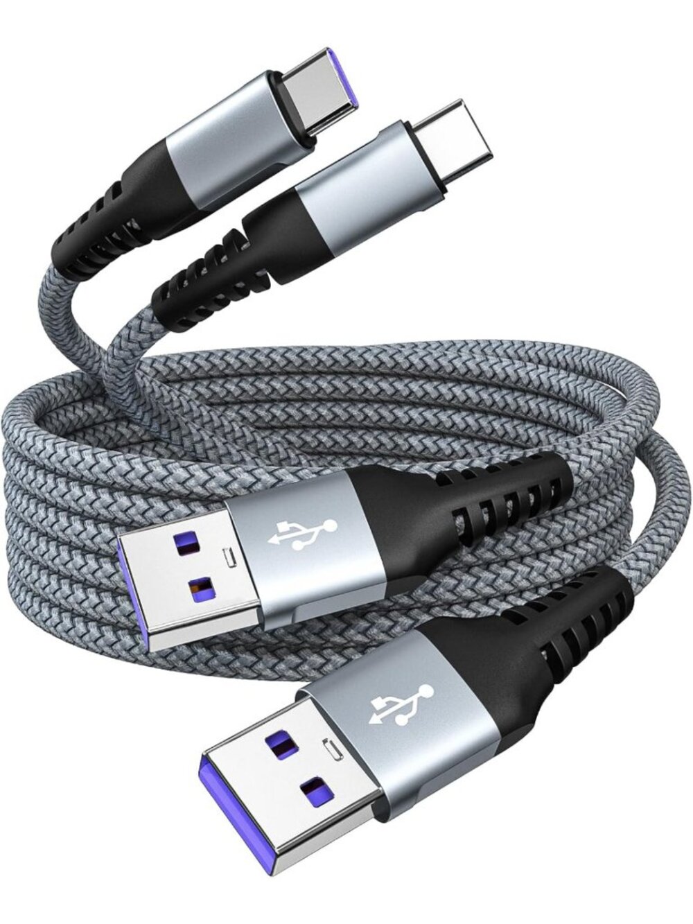 2 Pack 6FT USB A to USB C Cable - 60W Fast Charging, Durable & High-Speed